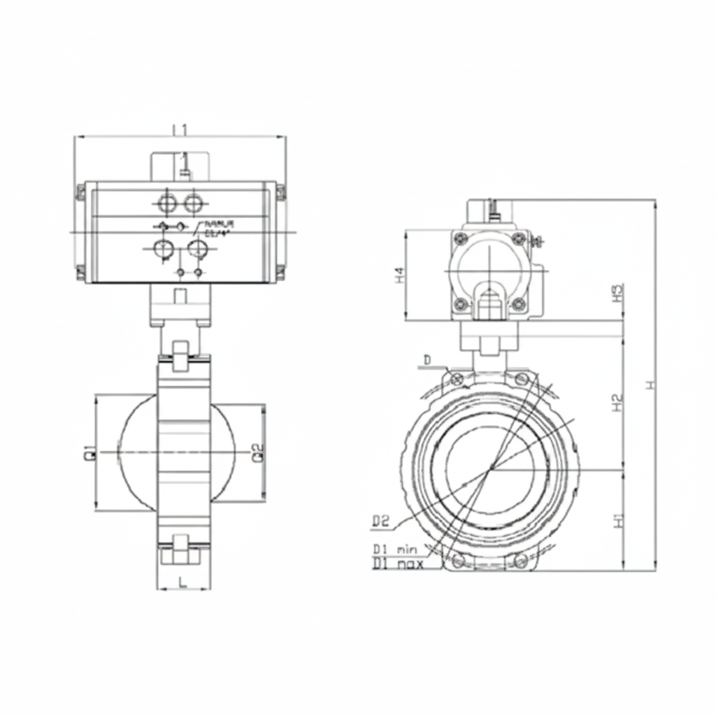 YNTO UPVC Double-Eccentric Plastic Pneumatic Butterfly Valve 2"–12"