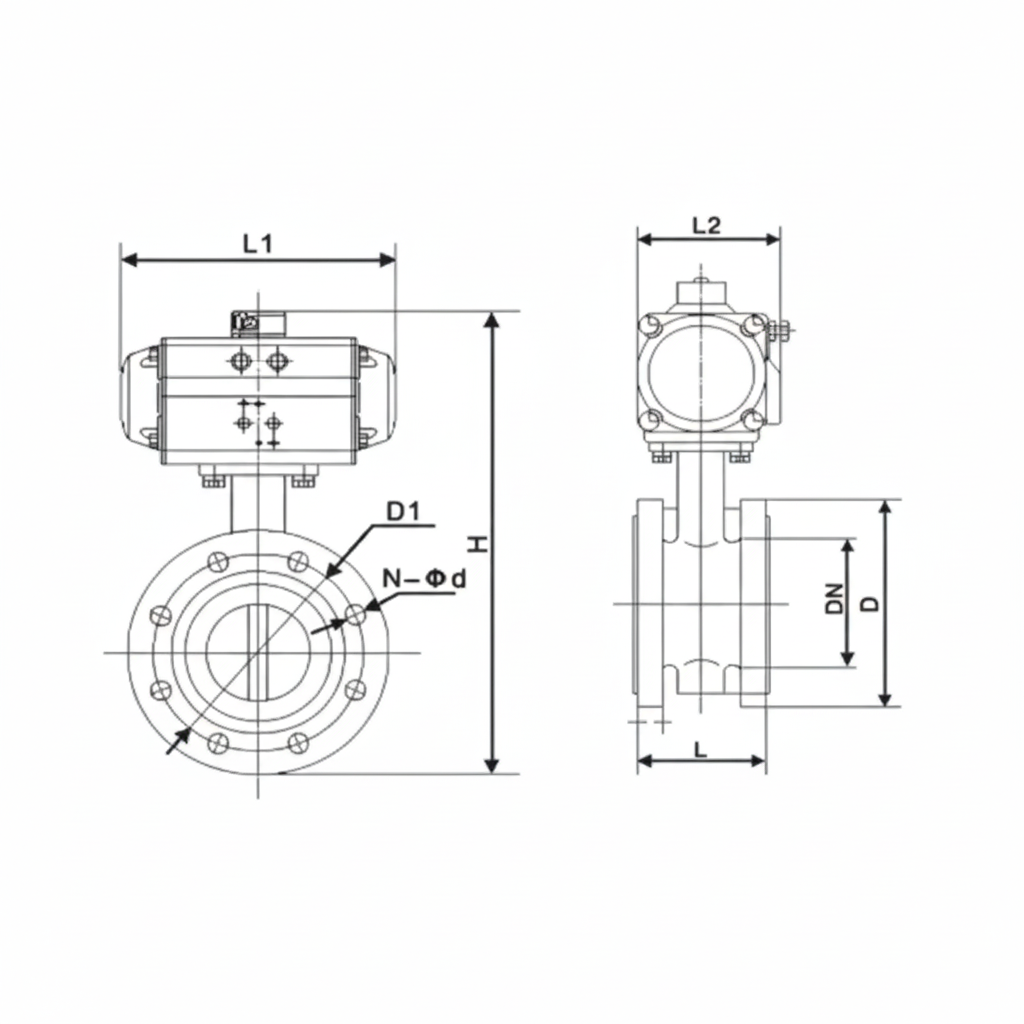 YNTO Stainless Steel Pneumatic Flanged Soft Sealed Butterfly Valve