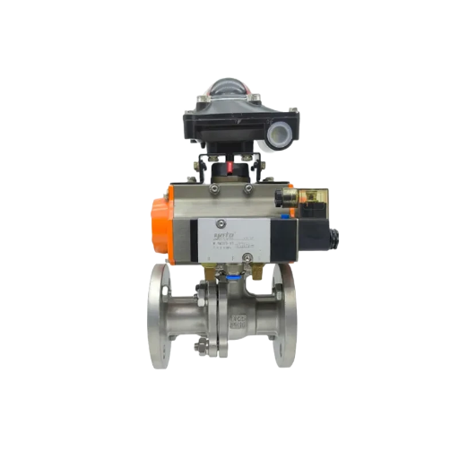 YNTO Stainless Steel Pneumatic Flanged 90° Quarter-Turn Ball Valve (Q641F)