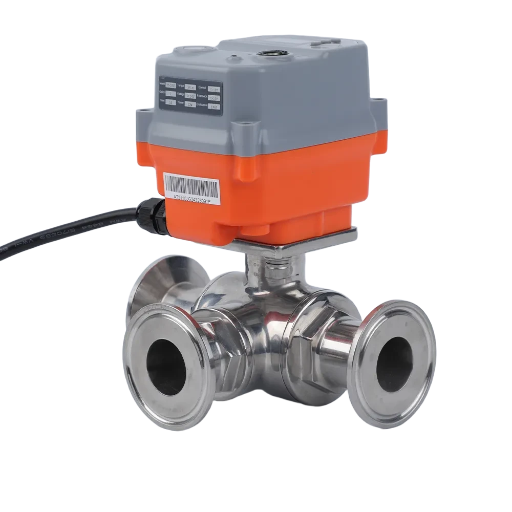 Ynto Electric 3-Way Clamp Ball Valve (316 Stainless Steel)