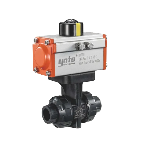 YNTO Double Union Pneumatic Plastic Ball Valve