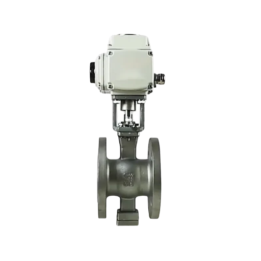 YNTO White Electric Actuator Stainless Steel Wafer-Type V-Port Ball Valve