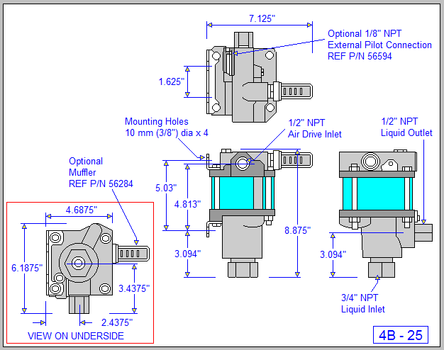 Haskel Model 4B-25 — 0.75 HP Air-Driven Liquid Pump