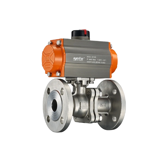YNTO Stainless Steel Pneumatic Flanged 90° Quarter-Turn Ball Valve (Q641F)
