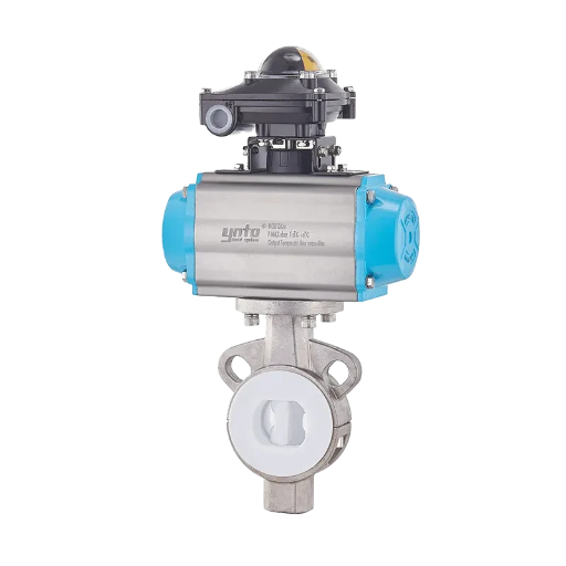 YNTO Stainless Steel Pneumatic Fluorine-Lined Butterfly Valve