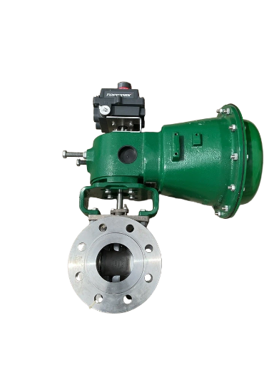 Fisher V300 4" Vee-Ball Control Valve, 316 Stainless Steel, ASME Class 300 with Fisher 2052 Size 2 Pneumatic Actuator