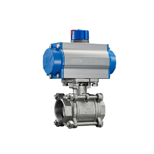 YNTO Integrated Stainless Steel Pneumatic Three-Piece Threaded Ball Valve 