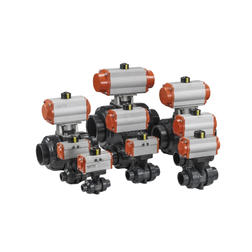 YNTO Double Union Pneumatic Plastic Ball Valve