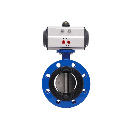 YNTO Stainless Steel Pneumatic Flanged Soft Sealed Butterfly Valve
