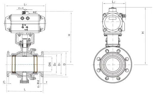 YNTO Stainless Steel Pneumatic Fixed Ball Valve