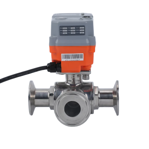 Ynto Electric 3-Way Clamp Ball Valve (316 Stainless Steel)
