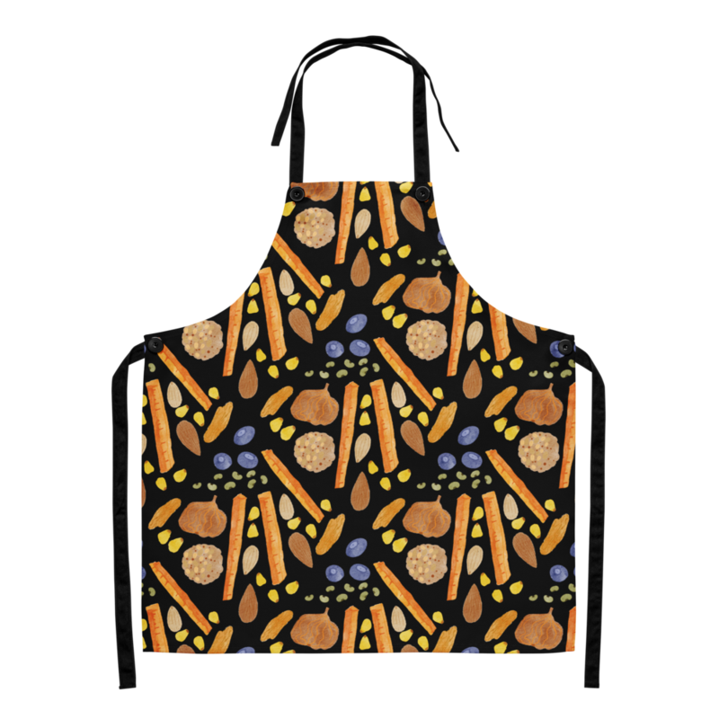 Kitchen Apron Food Pattern Print - Black Background