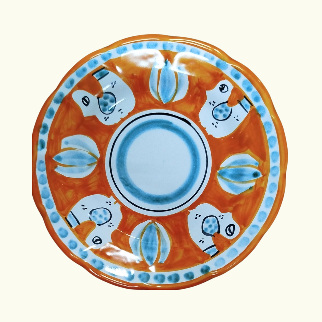 Assiette à dessert - Poule orange