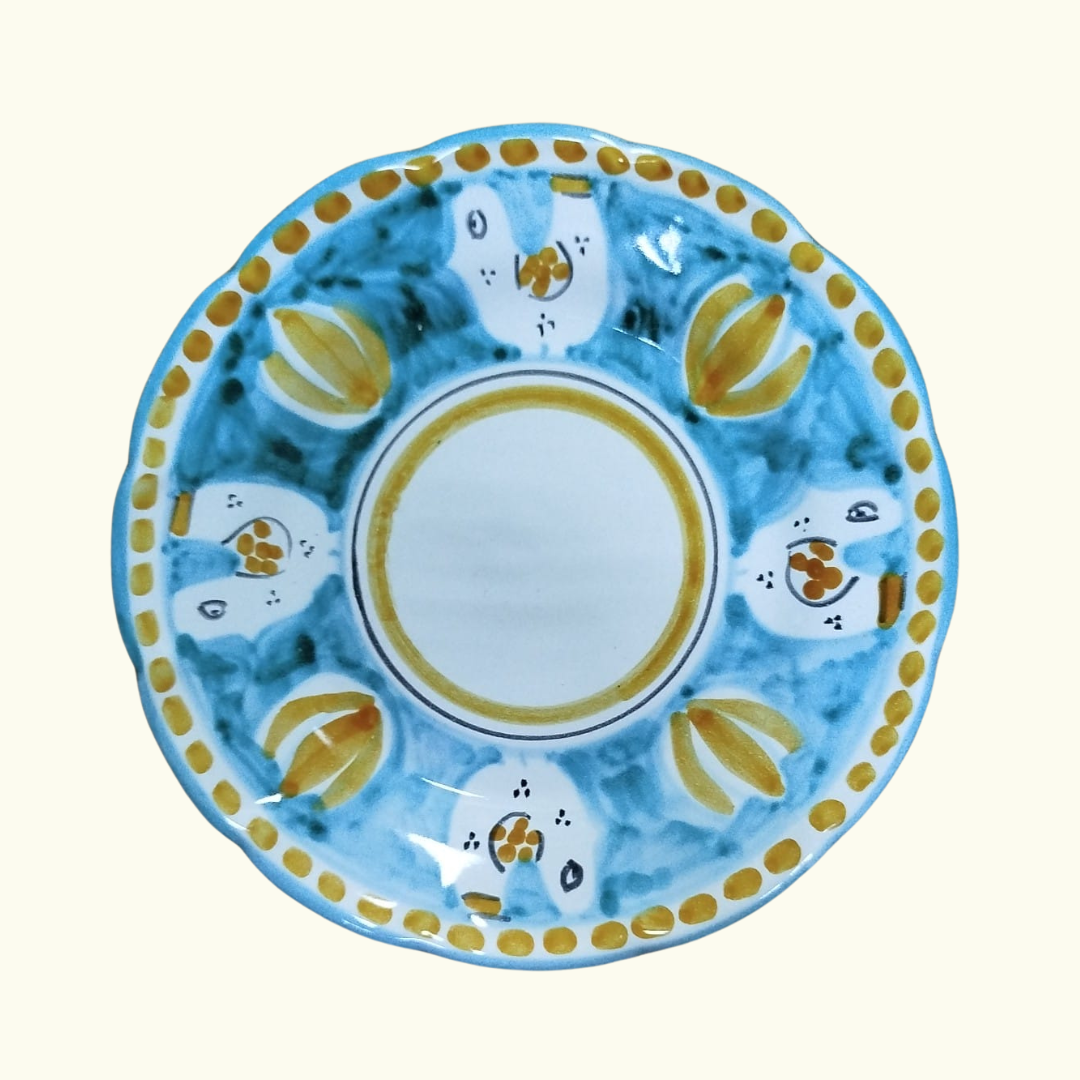 Assiette à dessert - Poule bleu ciel