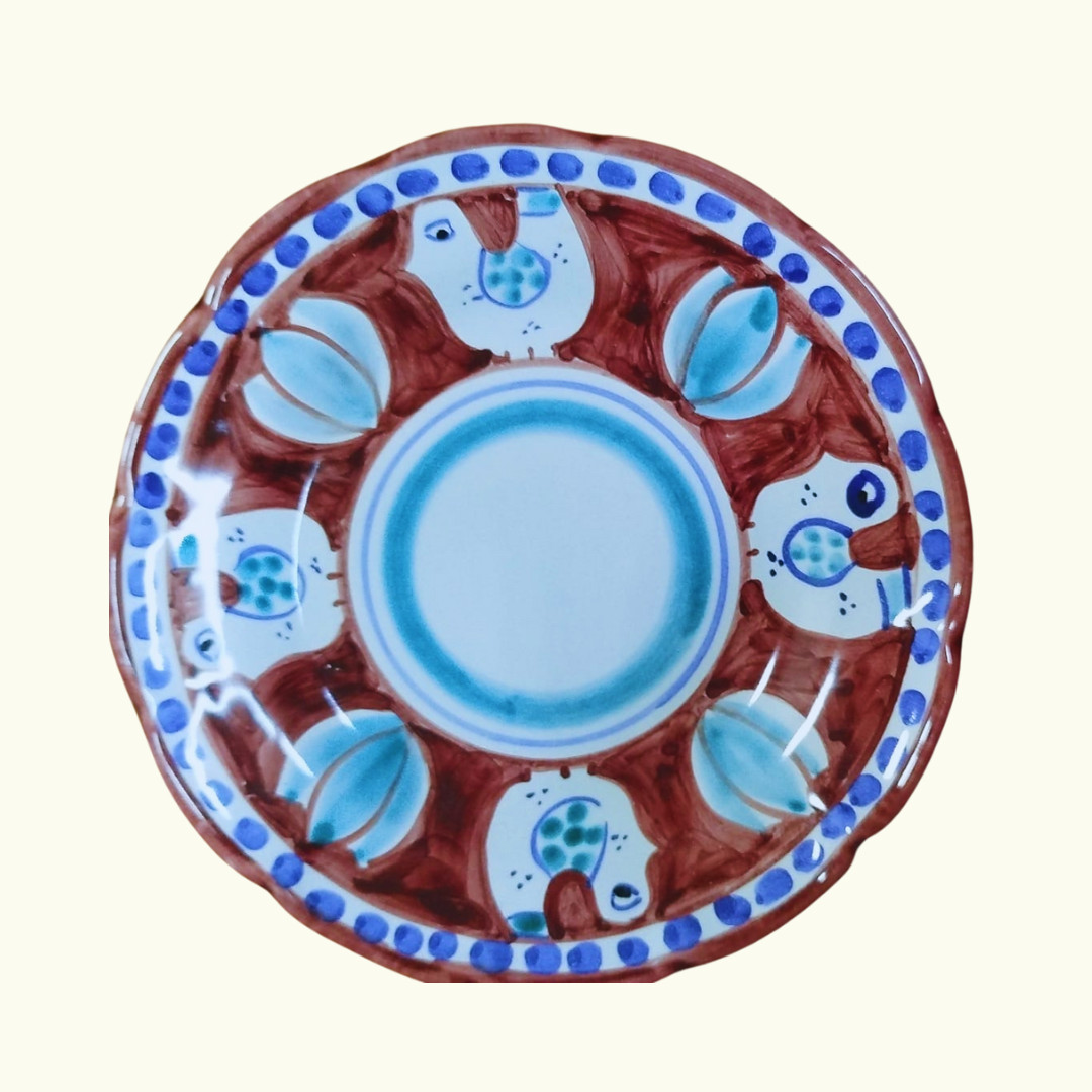 Assiette à dessert - Poule bordeaux