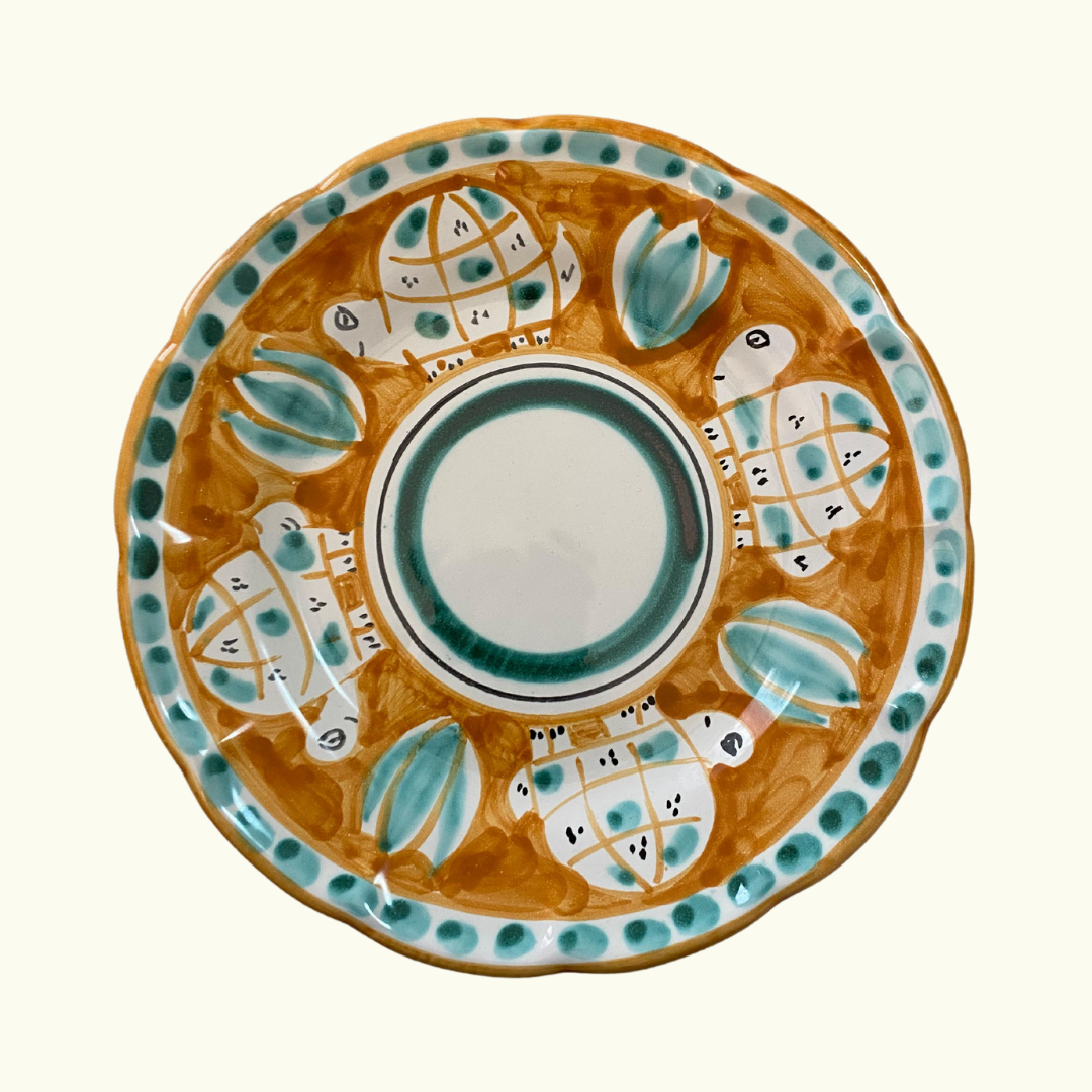 Assiette à dessert - Tortue moutarde