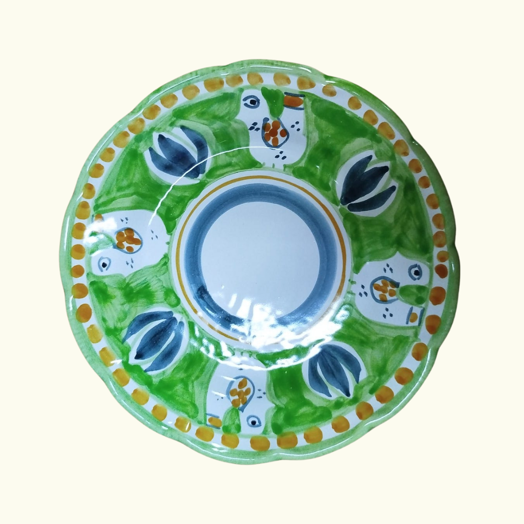 Assiette à dessert - Poule verte