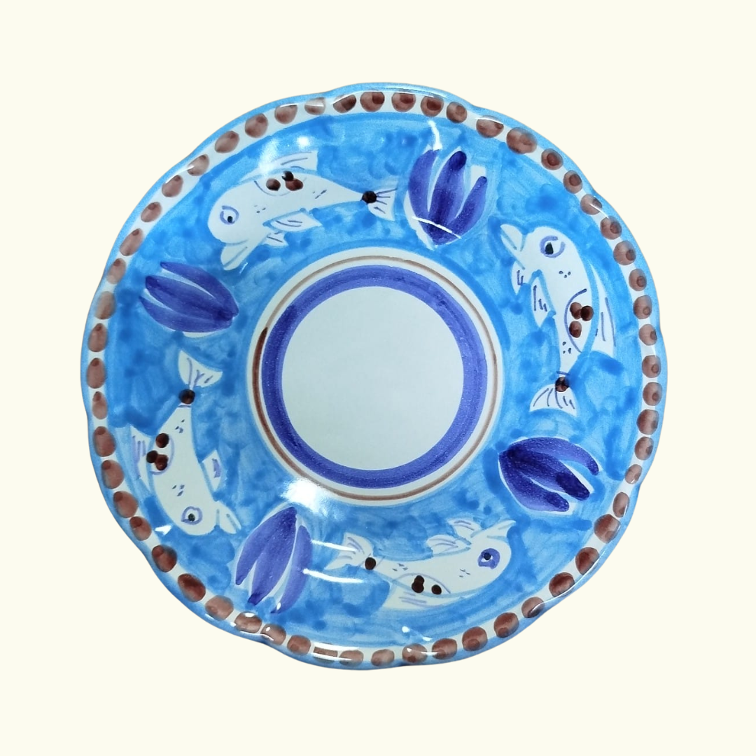 Assiette à dessert - Dauphin bleu