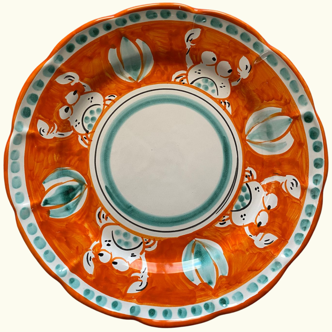 Assiette plate - Crabe orange