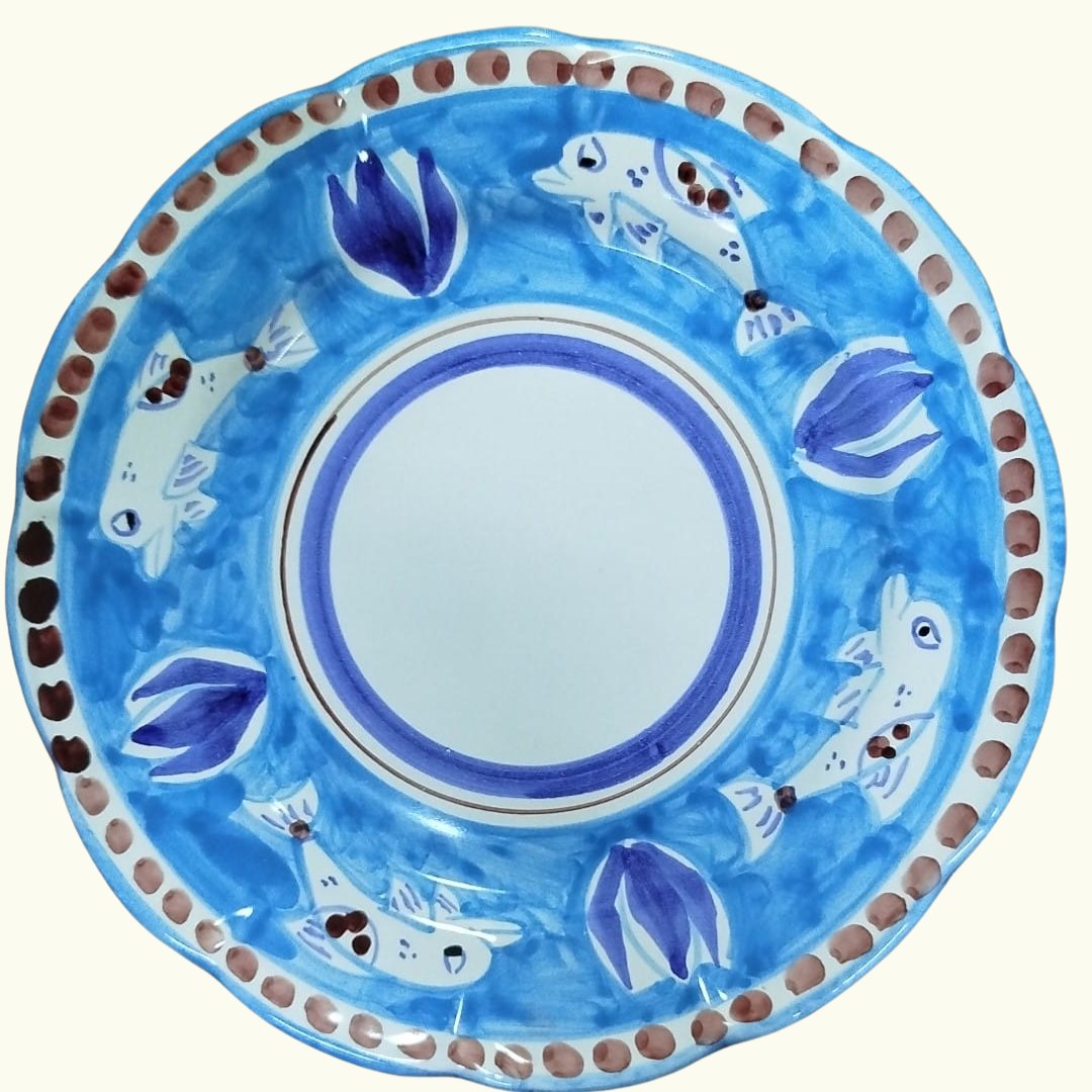 Assiette plate - Dauphin bleu