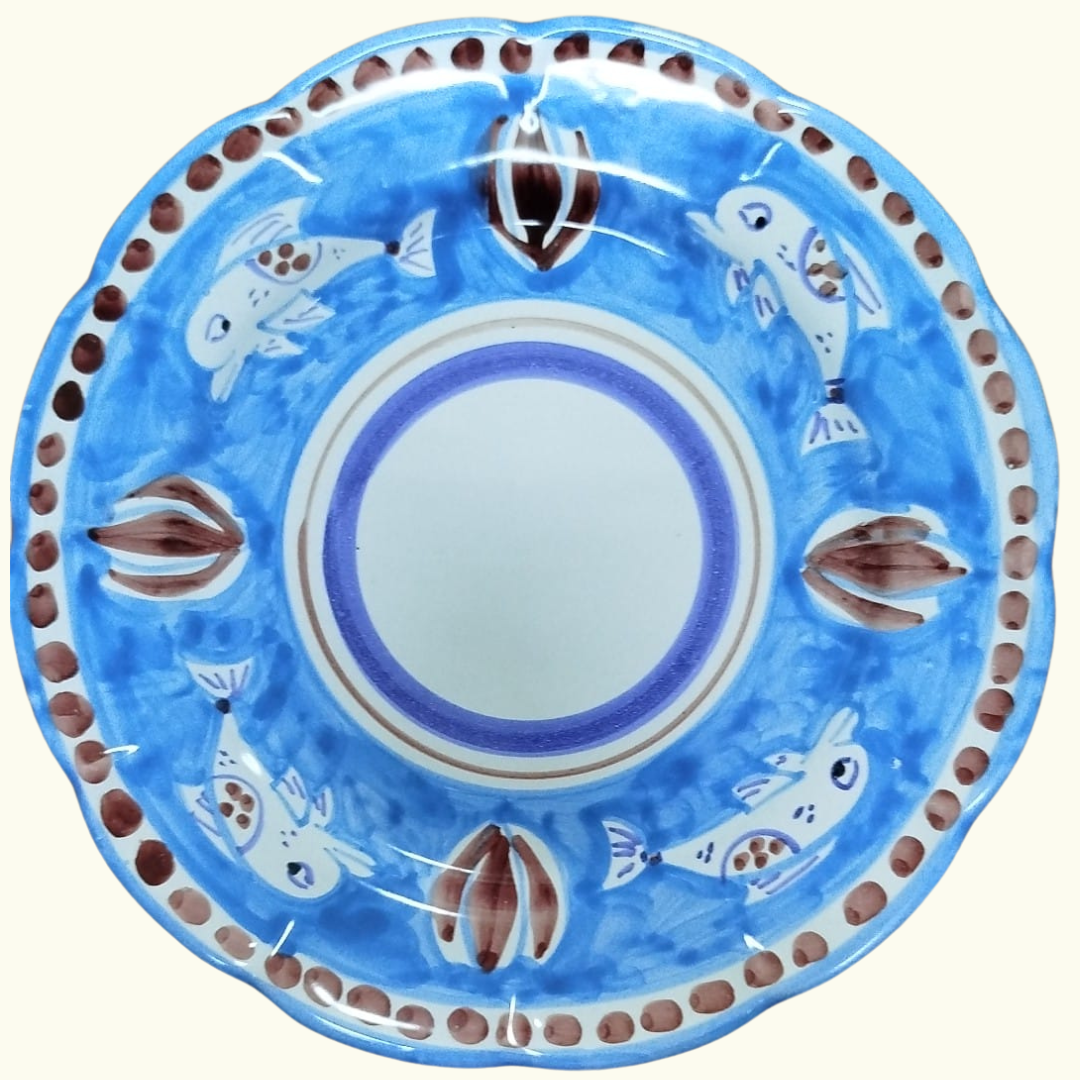 Assiette plate - Dauphin bleu et marron