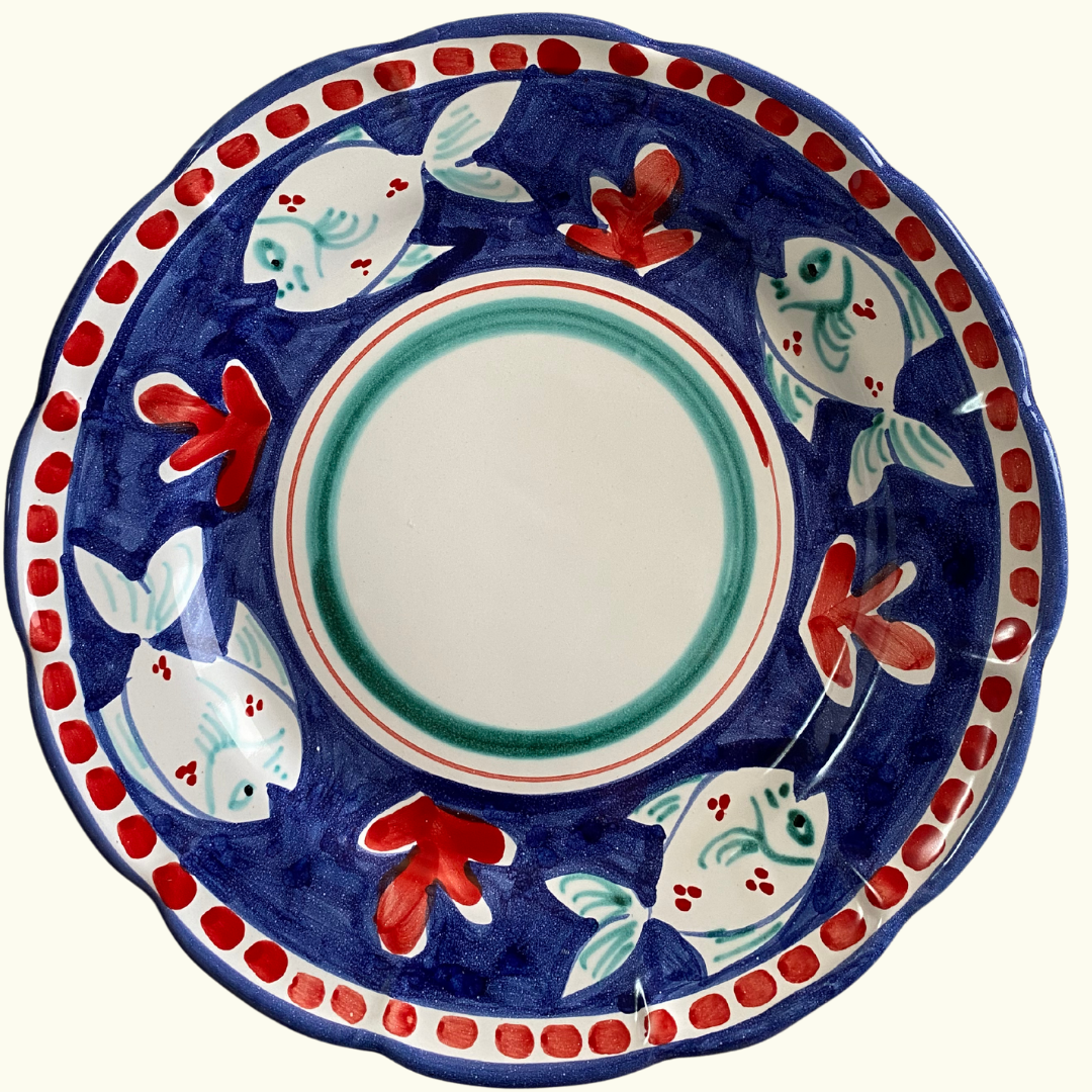 Assiette plate - Poisson bleu marine