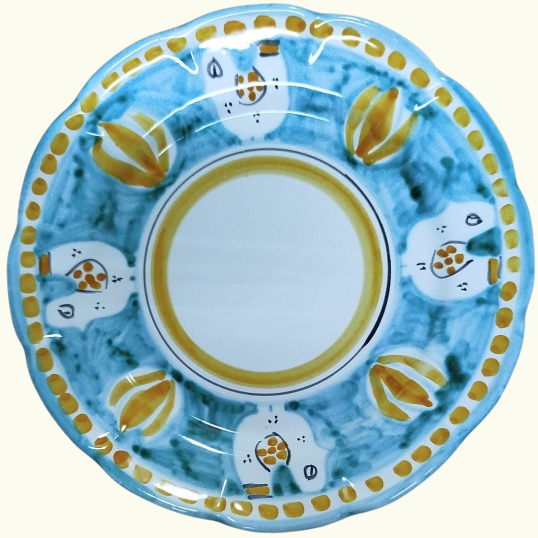 Assiette plate - Poule bleu ciel