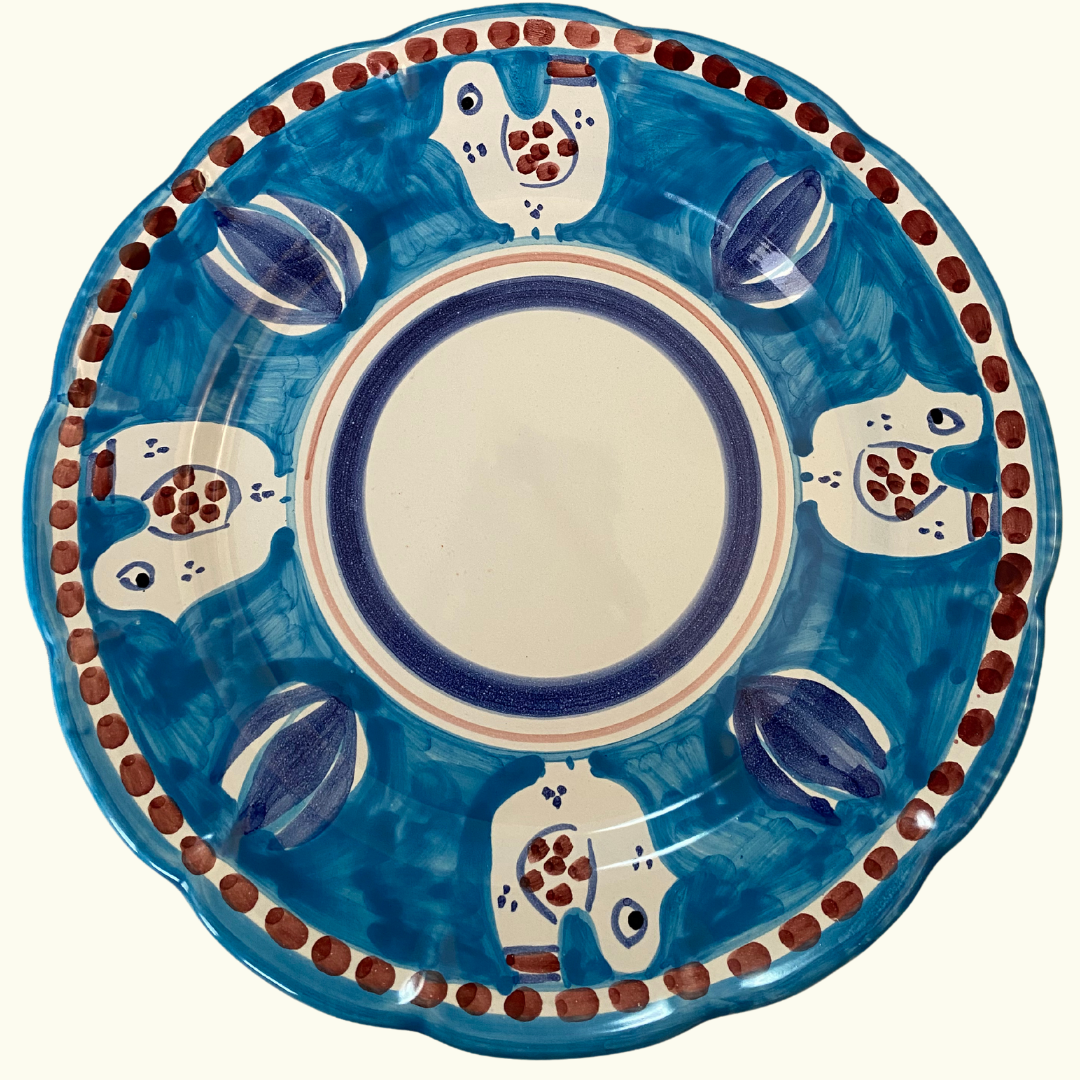 Assiette plate - Poule bleue