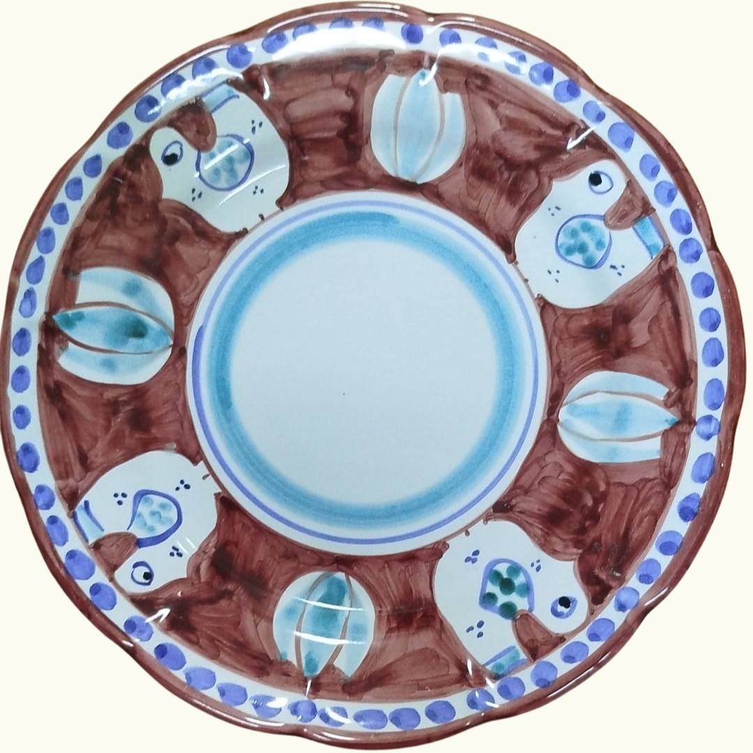 Assiette plate - Poule bordeaux