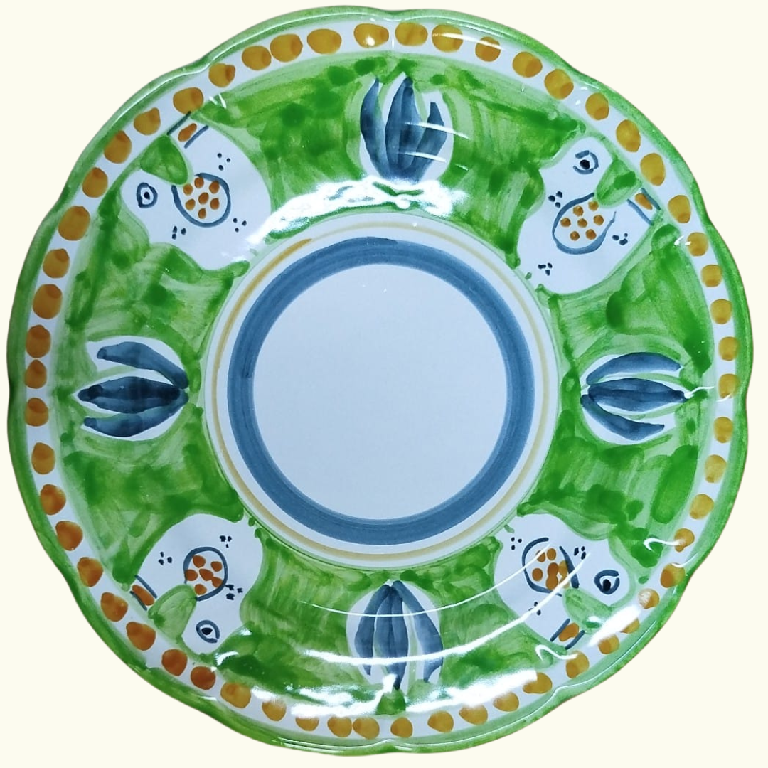 Assiette plate - Poule verte