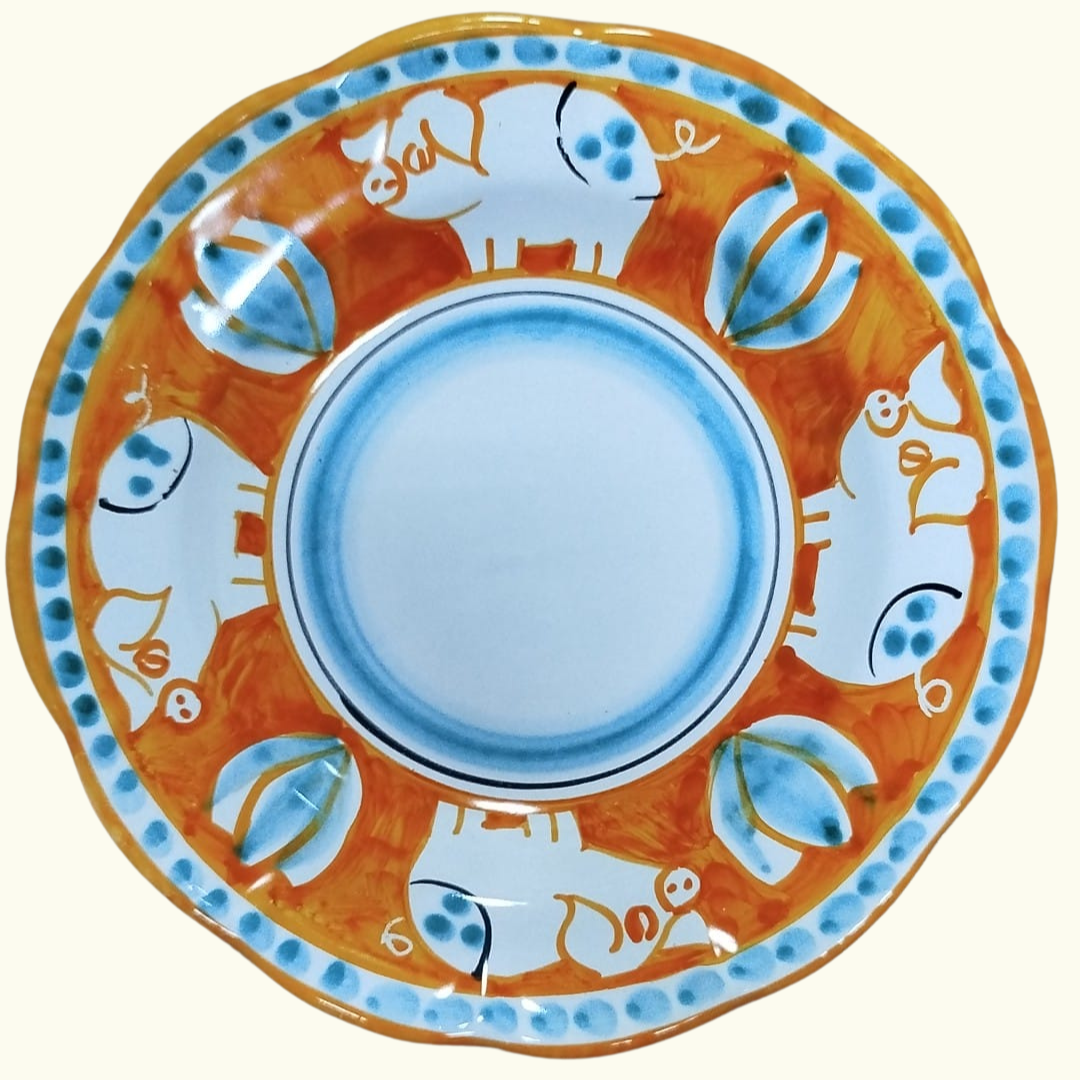 Assiette creuse - Cochon orange