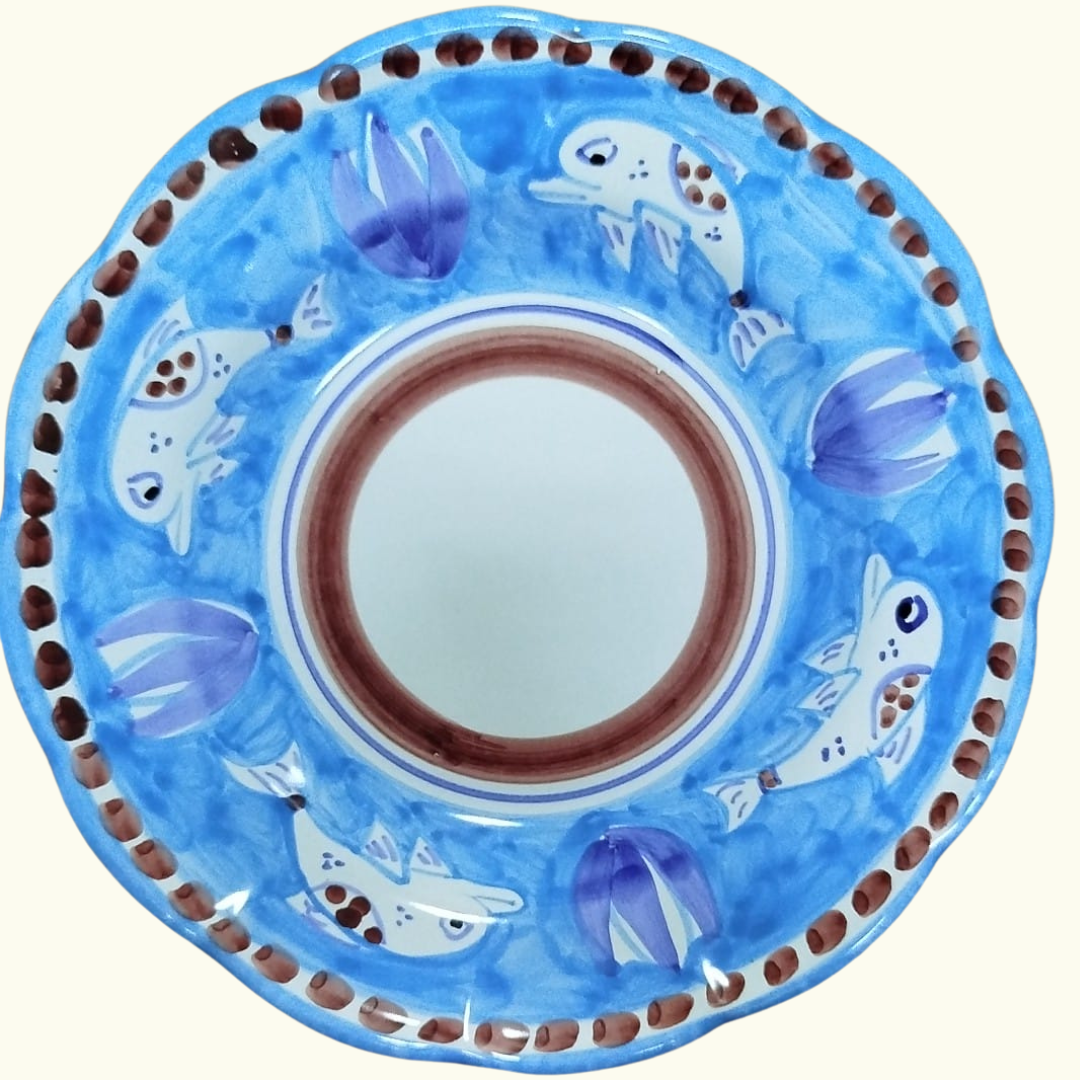 Assiette creuse - Dauphin bleu et marron