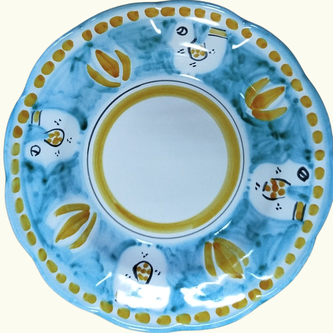 Assiette creuse - Poule bleu ciel