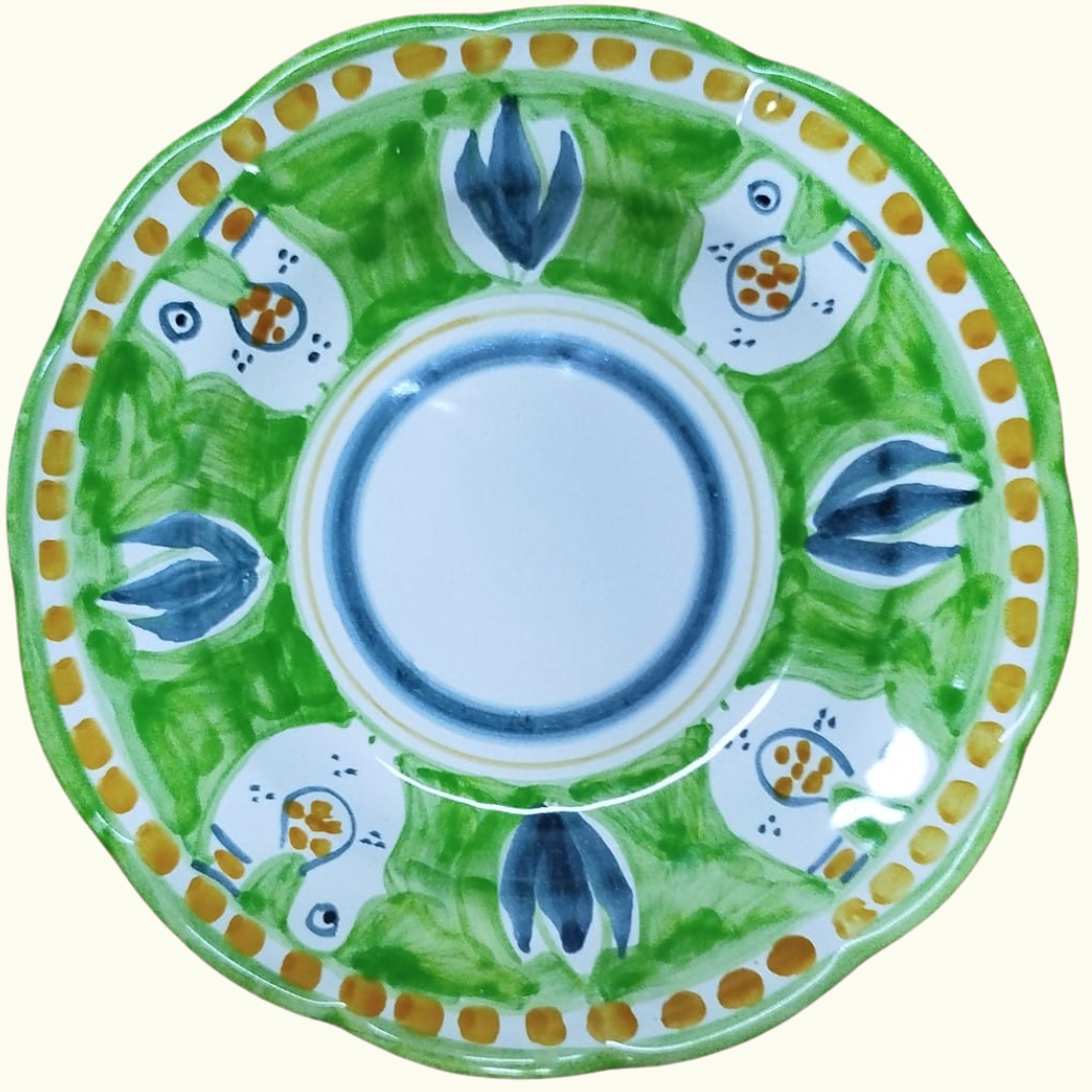 Assiette creuse - Poule verte