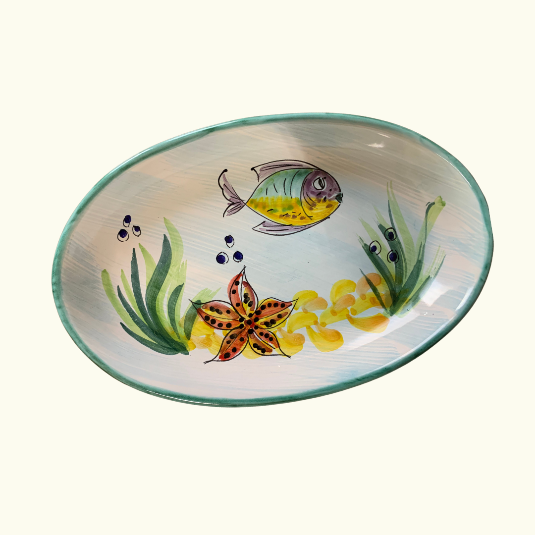 Plat ovale - poisson et étoile de mer