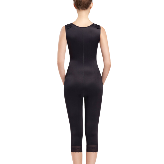 Faja Postcirugía con prolongación abdominal por debajo de la rodilla color negro