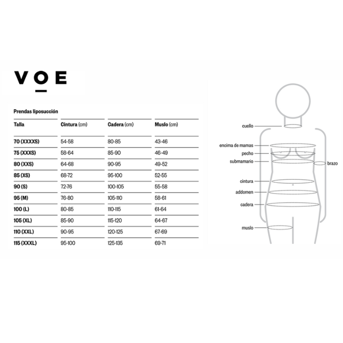 Faja transferencia de grasa con prolongación abdominal, por debajo de la rodilla color negro.