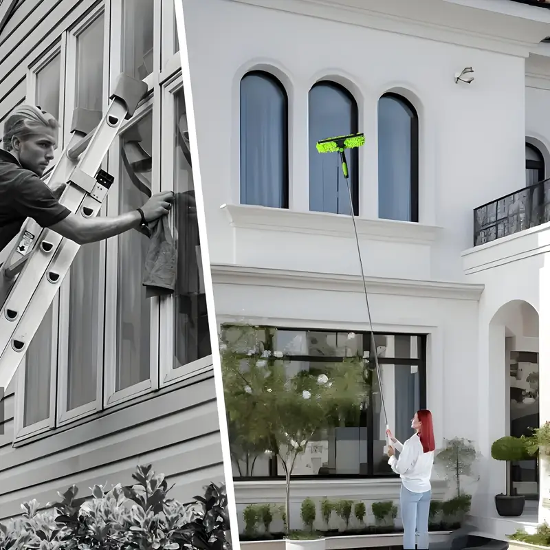  Limpiador de Ventanas Extensible 3.17 m | Doble Función (Seco/Húmedo) y Microfibra Sin Rayas 