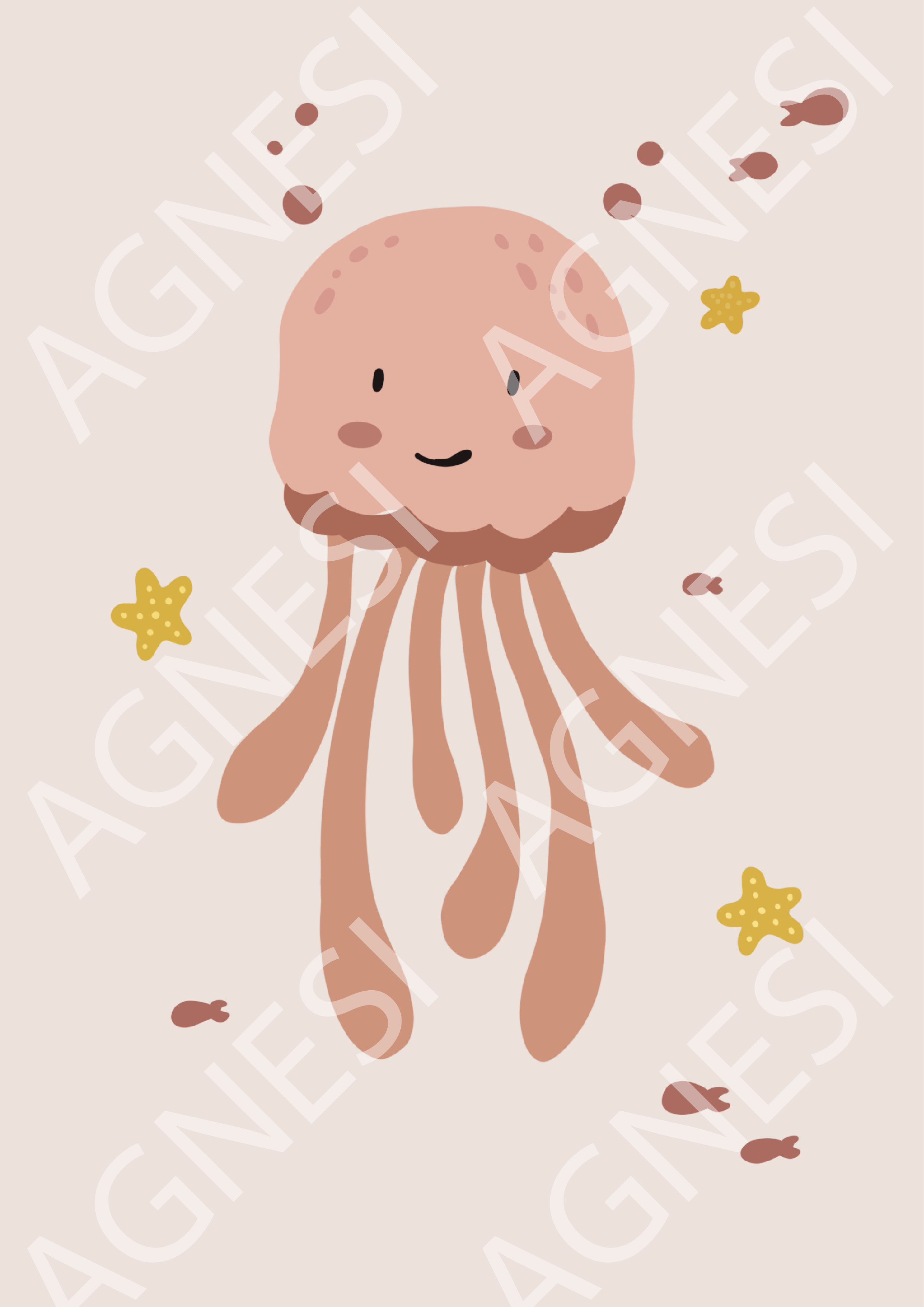 Triptyque animaux aquatiques rose ou vert