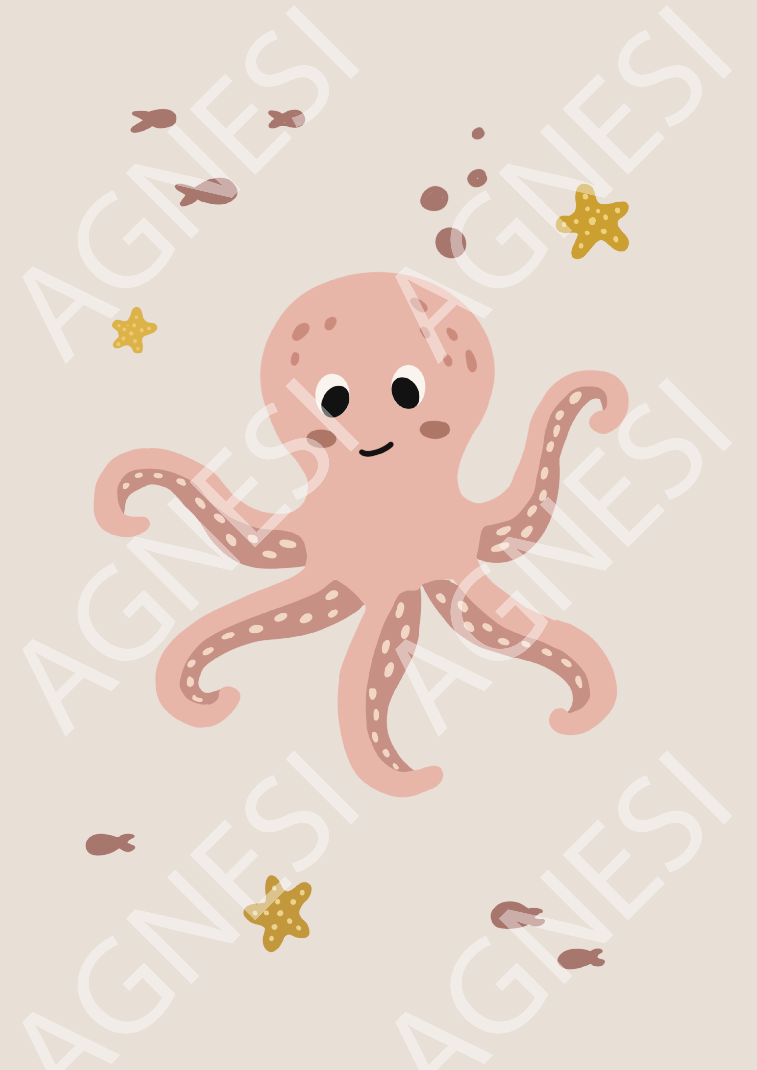 Triptyque animaux aquatiques rose ou vert