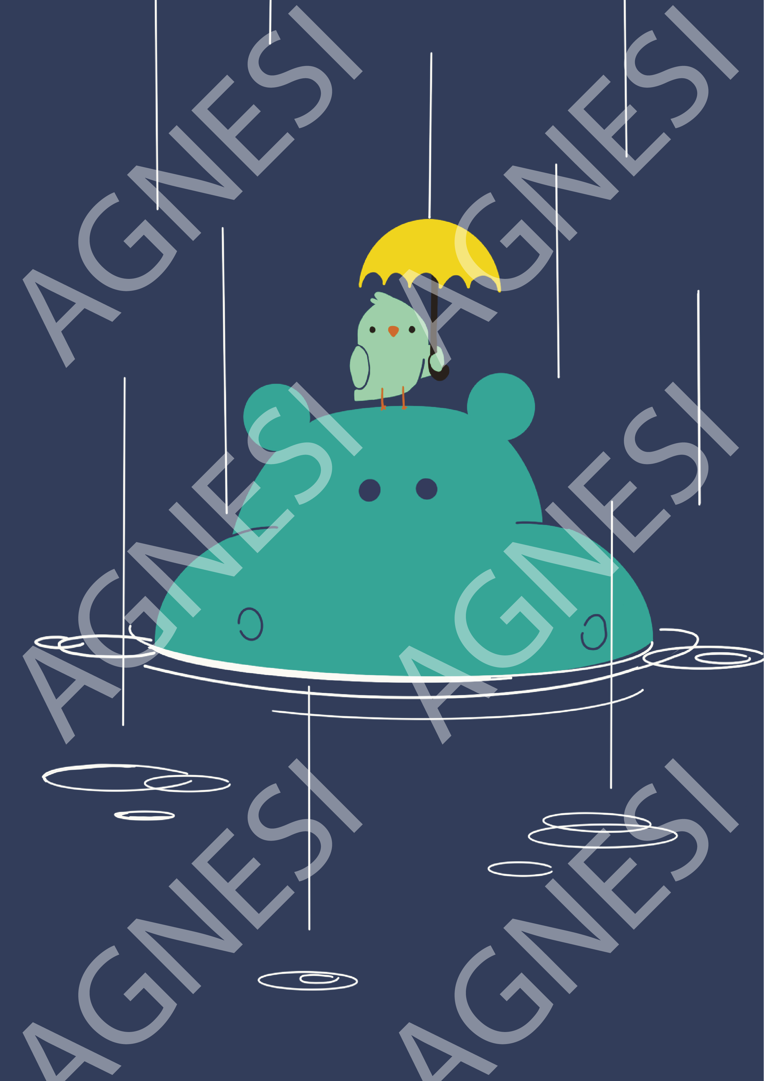 L'hippopotame et son copain sous la pluie