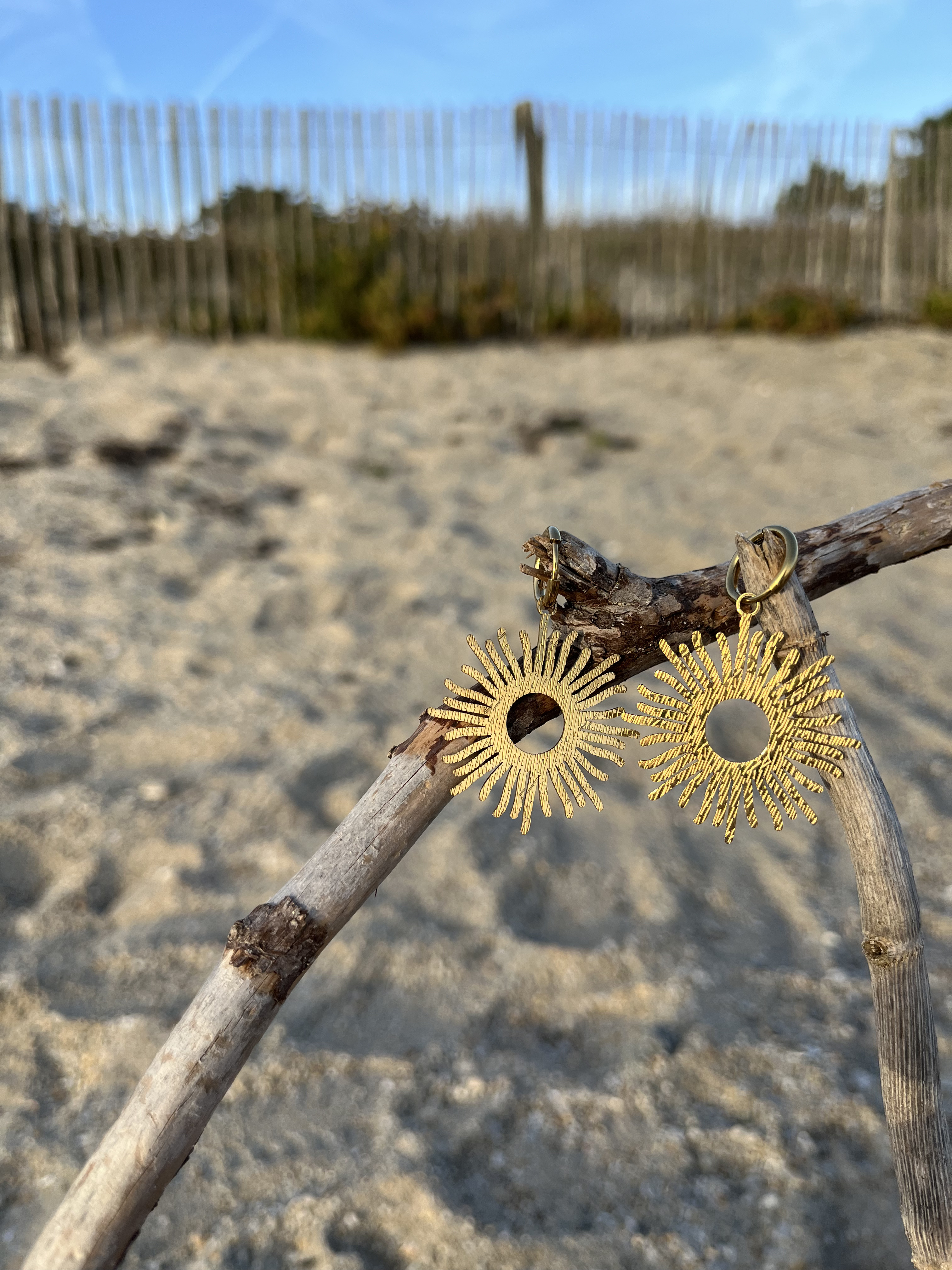 Boucles d'oreilles Soleil pendantes 