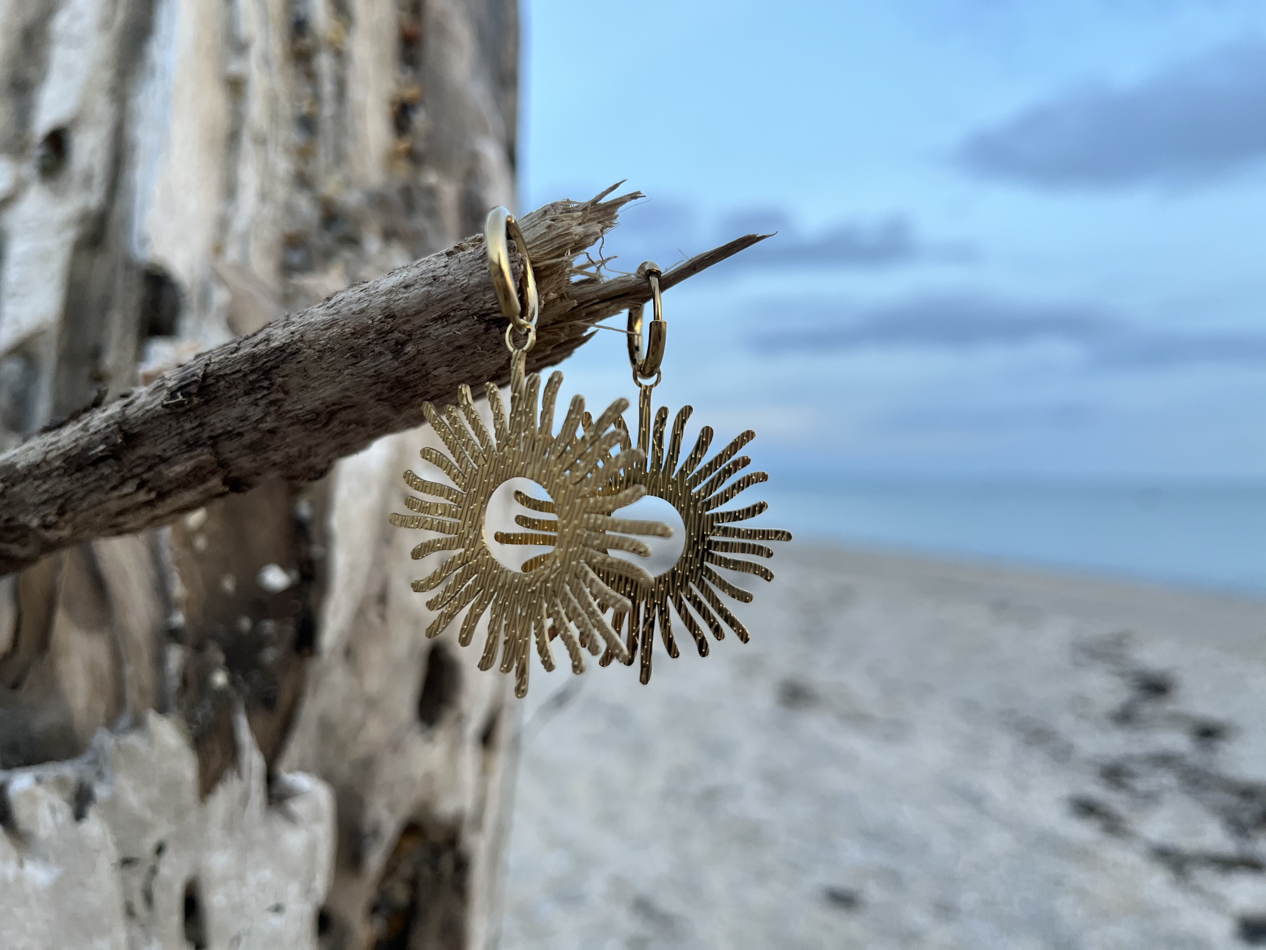 Boucles d'oreilles Soleil pendantes 