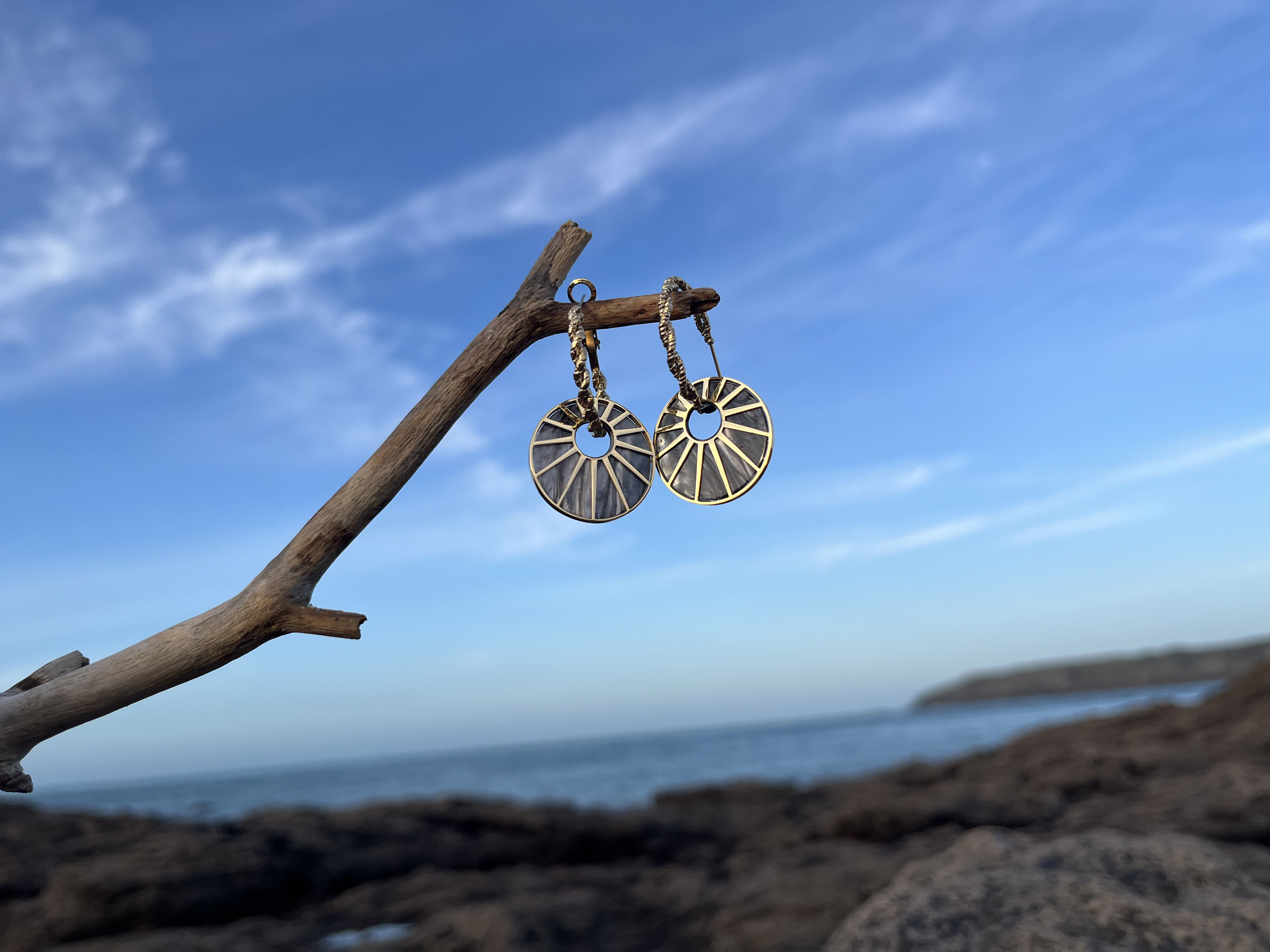 Boucles d'oreilles Azur grises