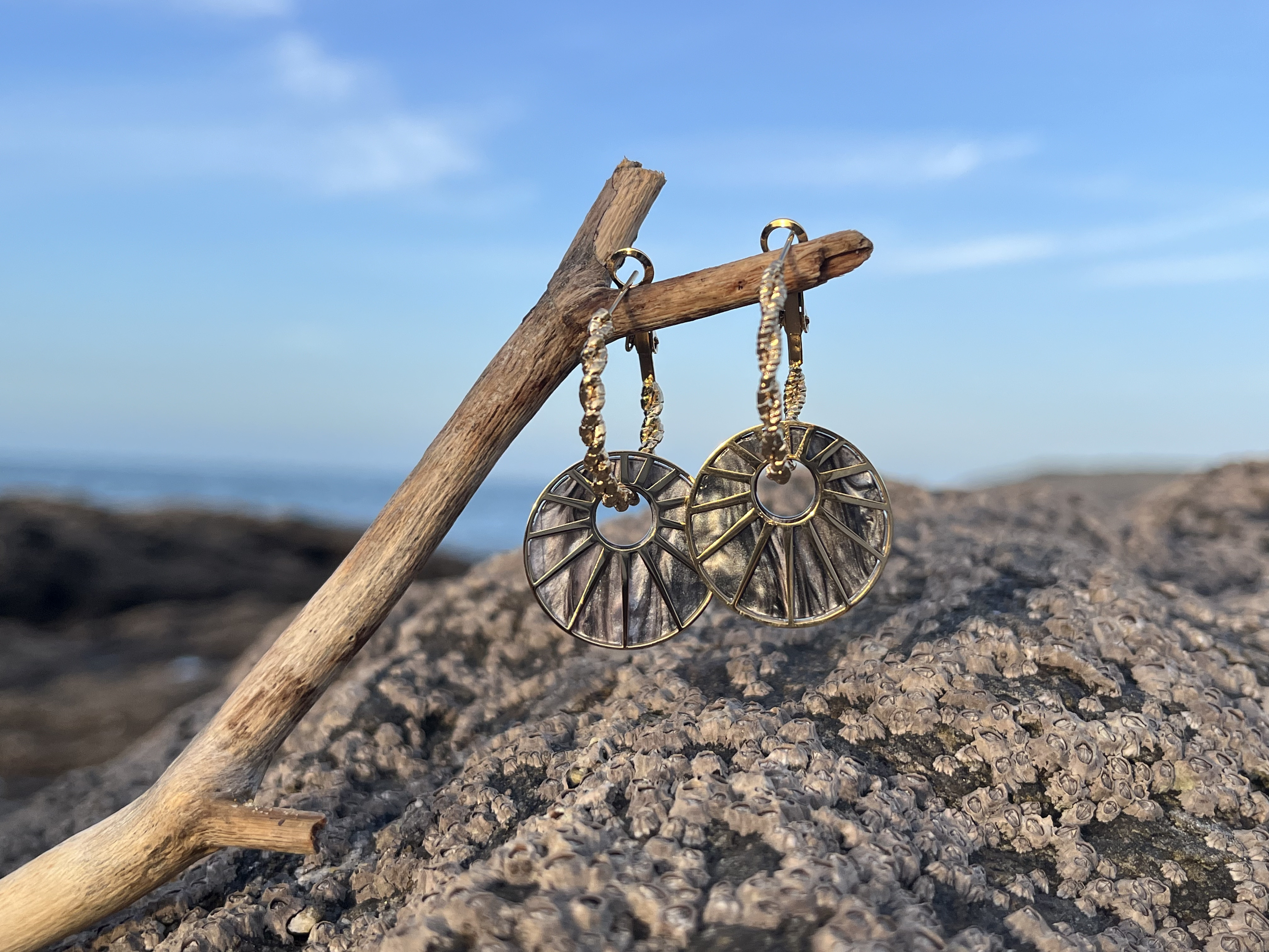 Boucles d'oreilles Azur grises