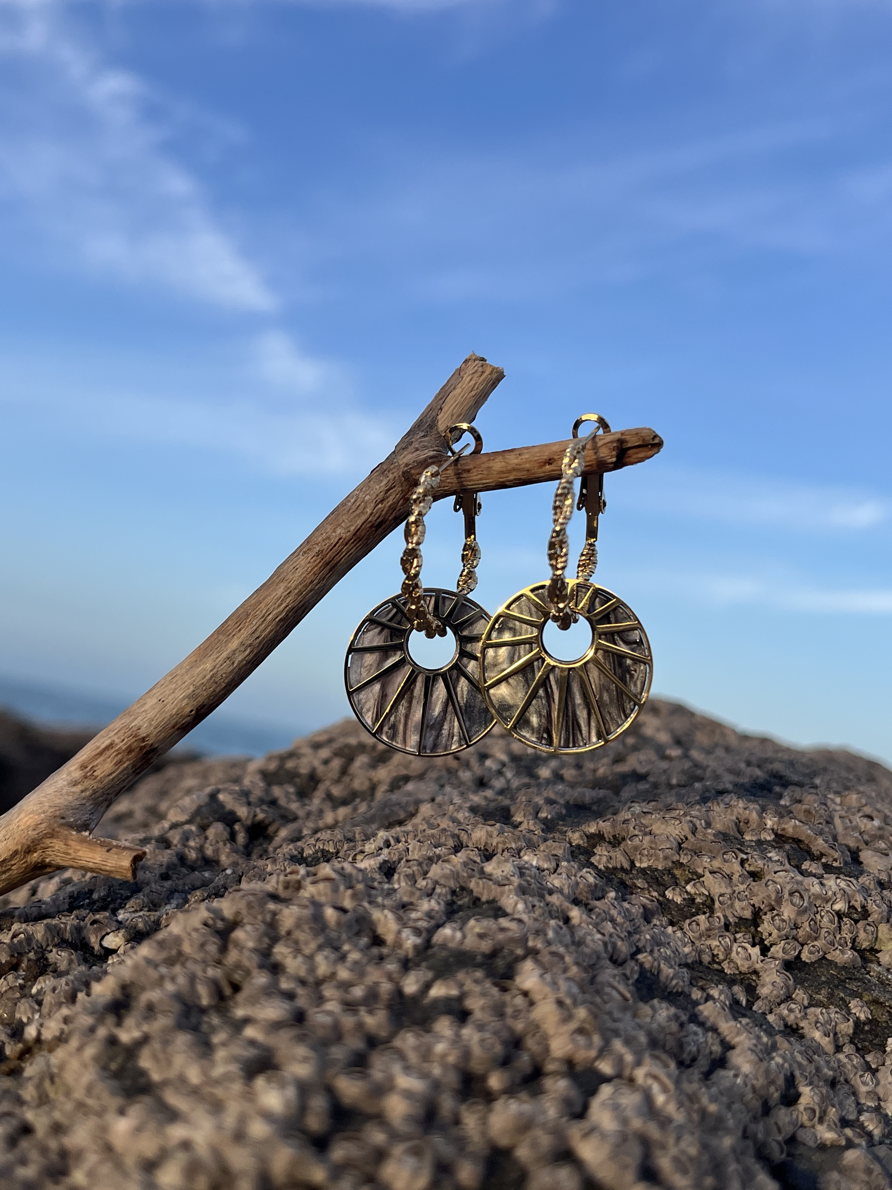 Boucles d'oreilles Azur grises