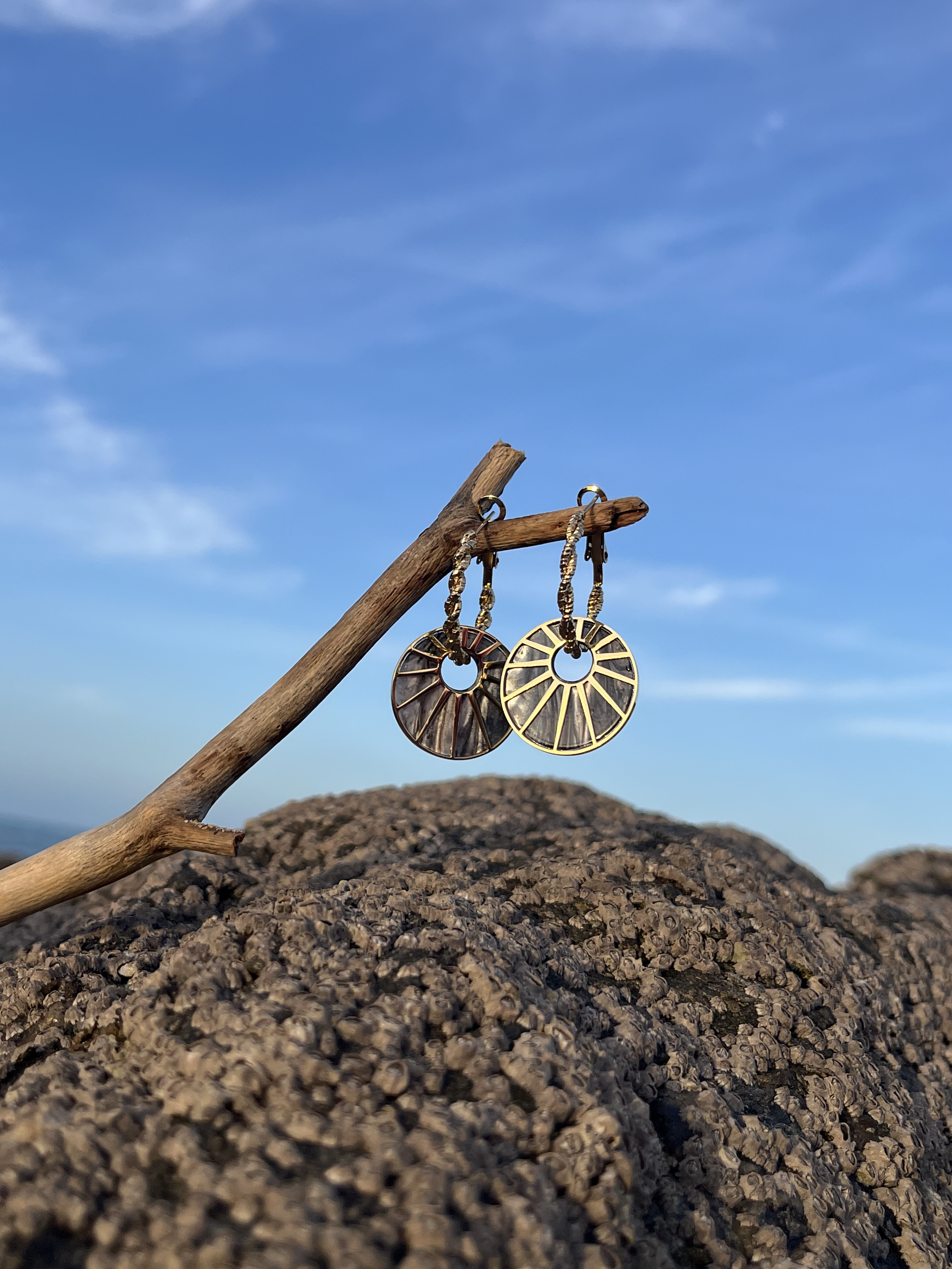 Boucles d'oreilles Azur grises