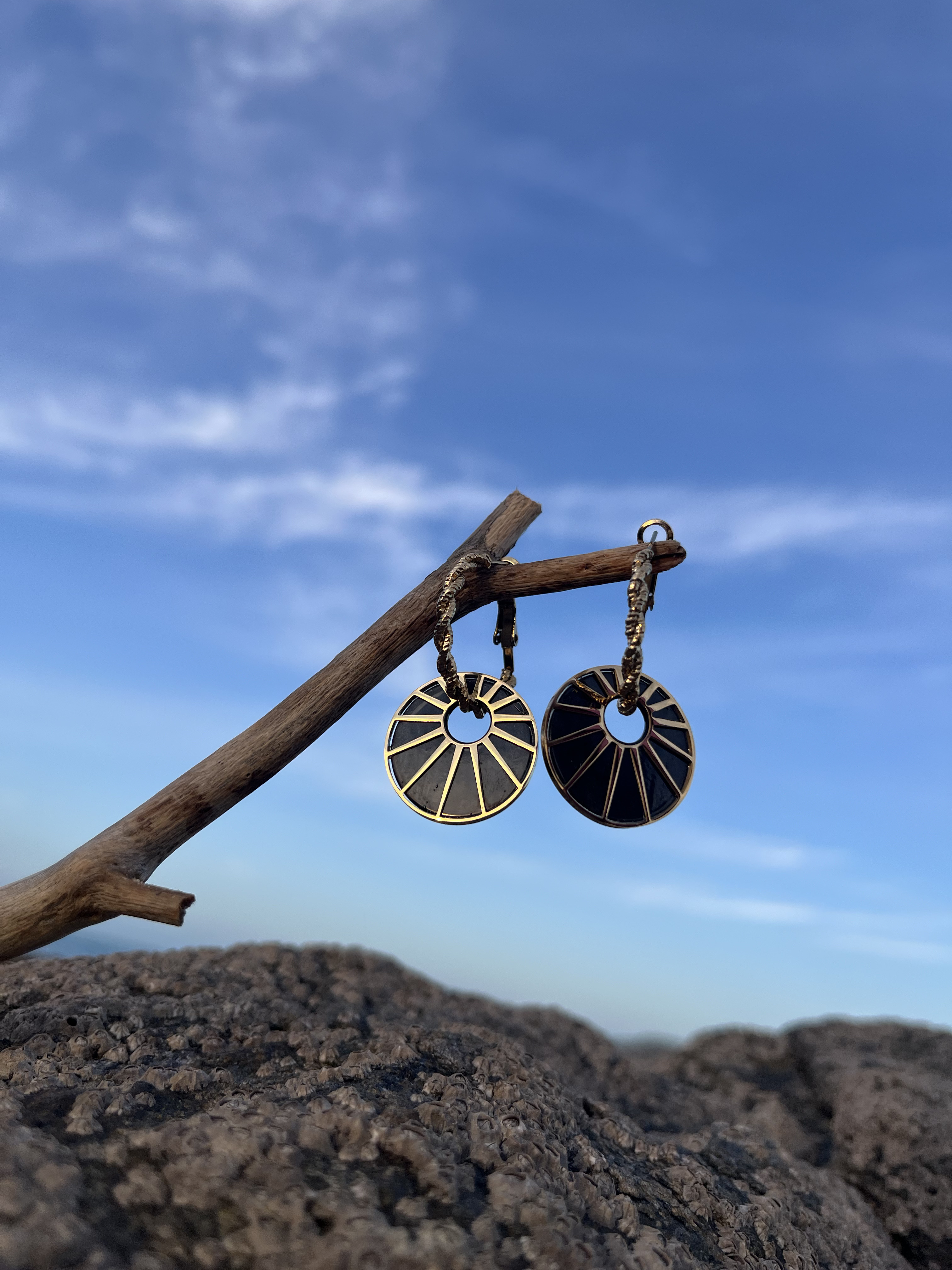 Boucles D'oreilles Azur noires