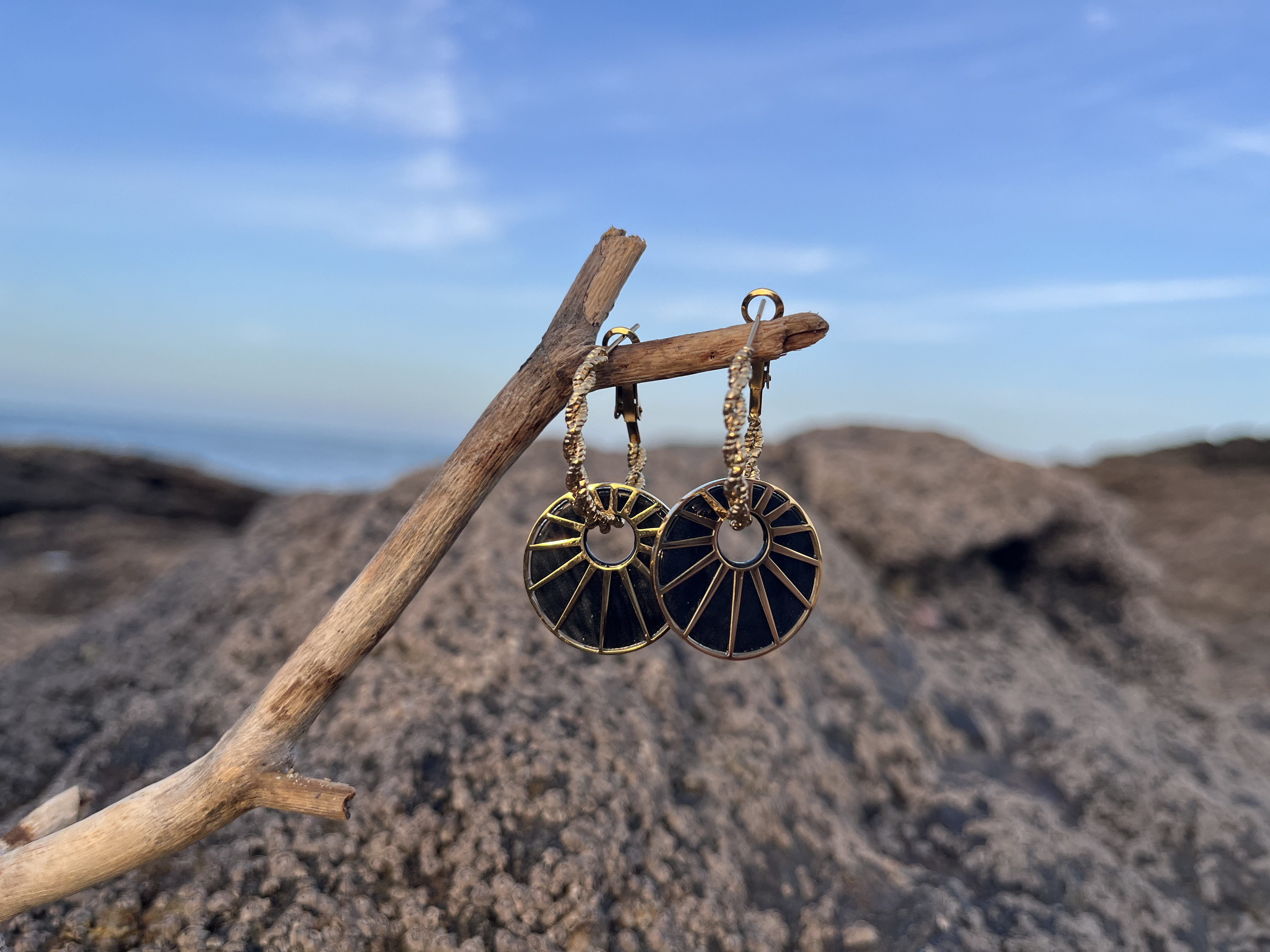 Boucles D'oreilles Azur noires