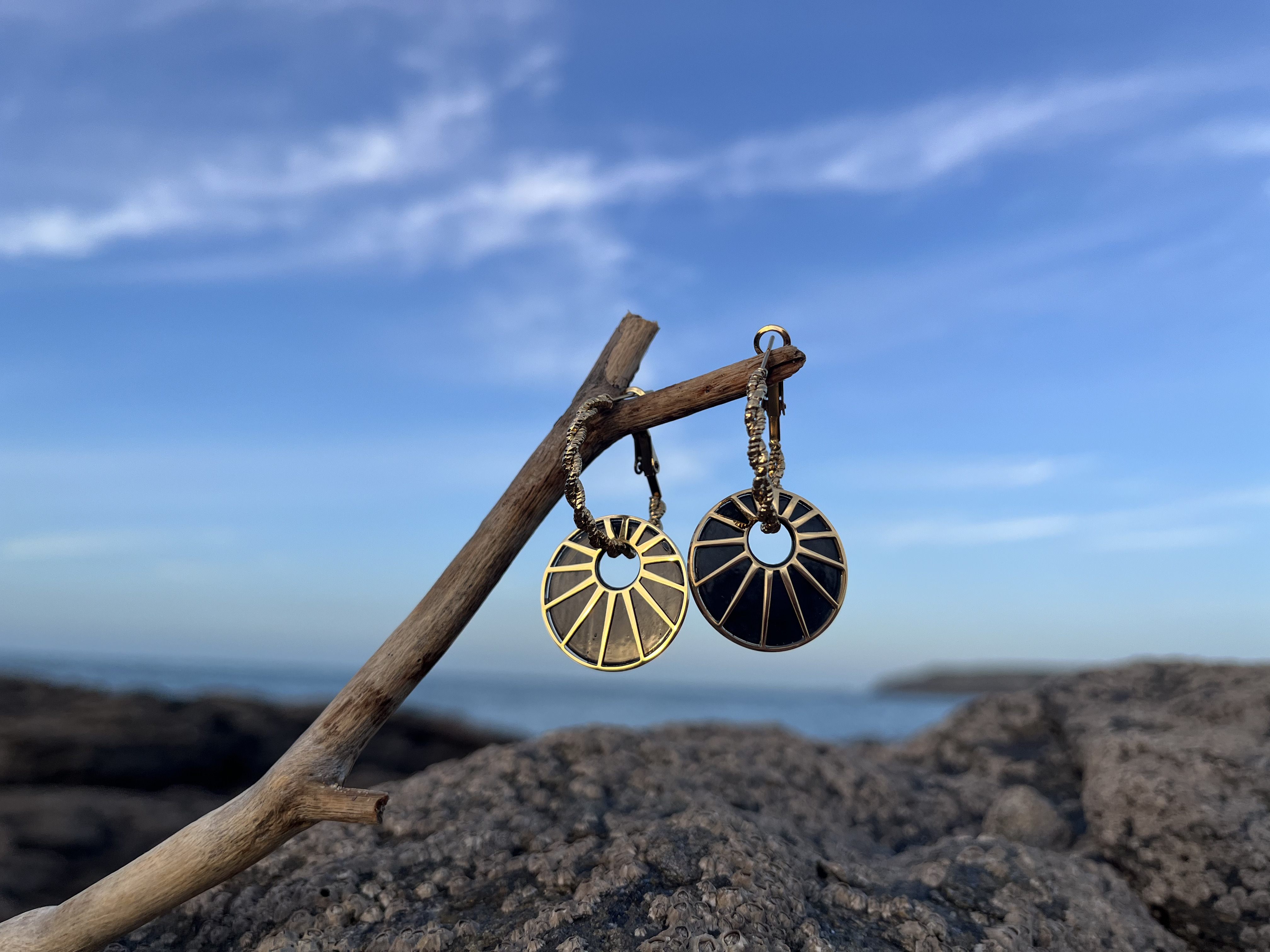 Boucles D'oreilles Azur noires